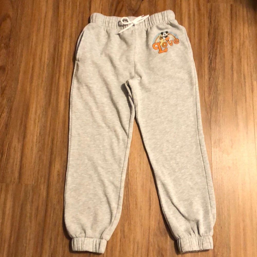 Womens Disney Gray Sweatpants Joggers Mickey Pluto Sz S